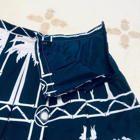 TALBOTS Pleated Flamingo Skirt Navy White - Picture 6 of 8